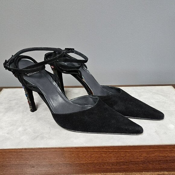 Stuart Weitzman Ankle Strap Suede Stilettos - Picture 4 of 4
